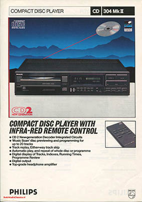 Philips CD304 mkII cdplayer 1984 English product information PDF - Philips