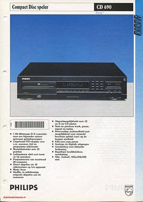 Philips CD690 cdplayer 1992 Dutch product information PDF - Philips