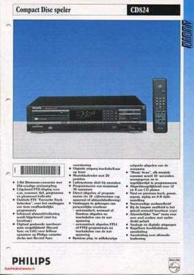 Philips CD824 cdplayer 1991 Dutch product information PDF - Philips