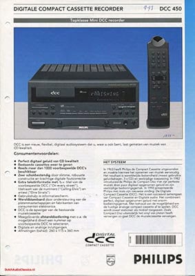Philips DCC450 DCC recorder 1993 Dutch product information PDF - Philips