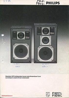 Philips F9218 Speaker product information 1982 Dutch PDF - Philips