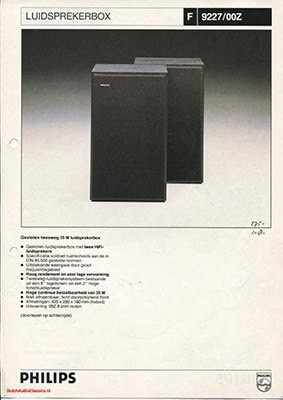 Philips F9227 Speaker product information 1983 Dutch PDF - Philips