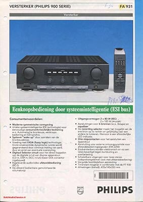 Philips FA931 Amplifier product information 1994 Dutch PDF - Philips