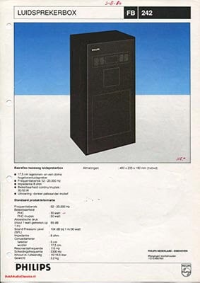 Philips FB242 Speaker product information 1984 Dutch PDF - Philips