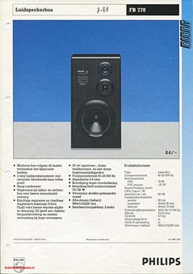 Philips FB770 Speaker product information 1988 Dutch PDF - Philips