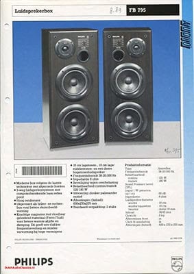 Philips FB795 Speaker product information 1988 Dutch PDF - Philips