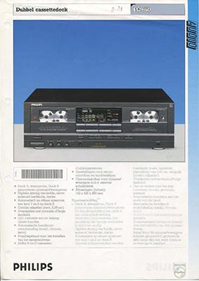 Philips FC650 cassettedeck 1989 product information PDF - Philips