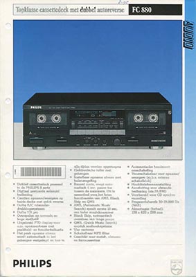 Philips FC880 cassettedeck 1990 product information PDF - Philips