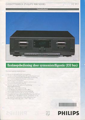 Philips FC911 cassettedeck 1994 product information PDF - Philips