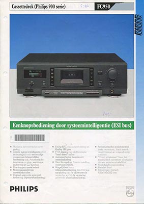 Philips FC950 cassettedeck 1992 product information PDF - Philips
