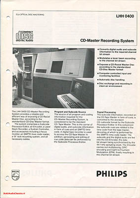 Philips LHH0400 CD Master Recording System 1980 English product information PDF - Philips