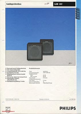 Philips LSB187 Speaker product information 1988 Dutch PDF - Philips