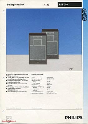 Philips LSB380 Speaker product information 1988 Dutch PDF - Philips