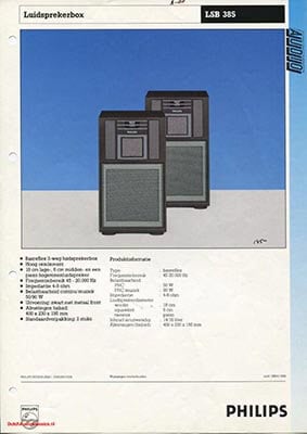 Philips LSB385 Speaker product information 1988 Dutch PDF - Philips